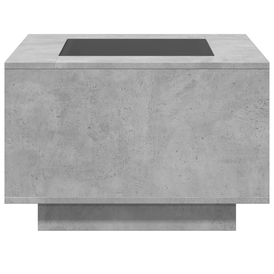 Salontafel met LED 60x60x40 cm bewerkt hout betongrijs