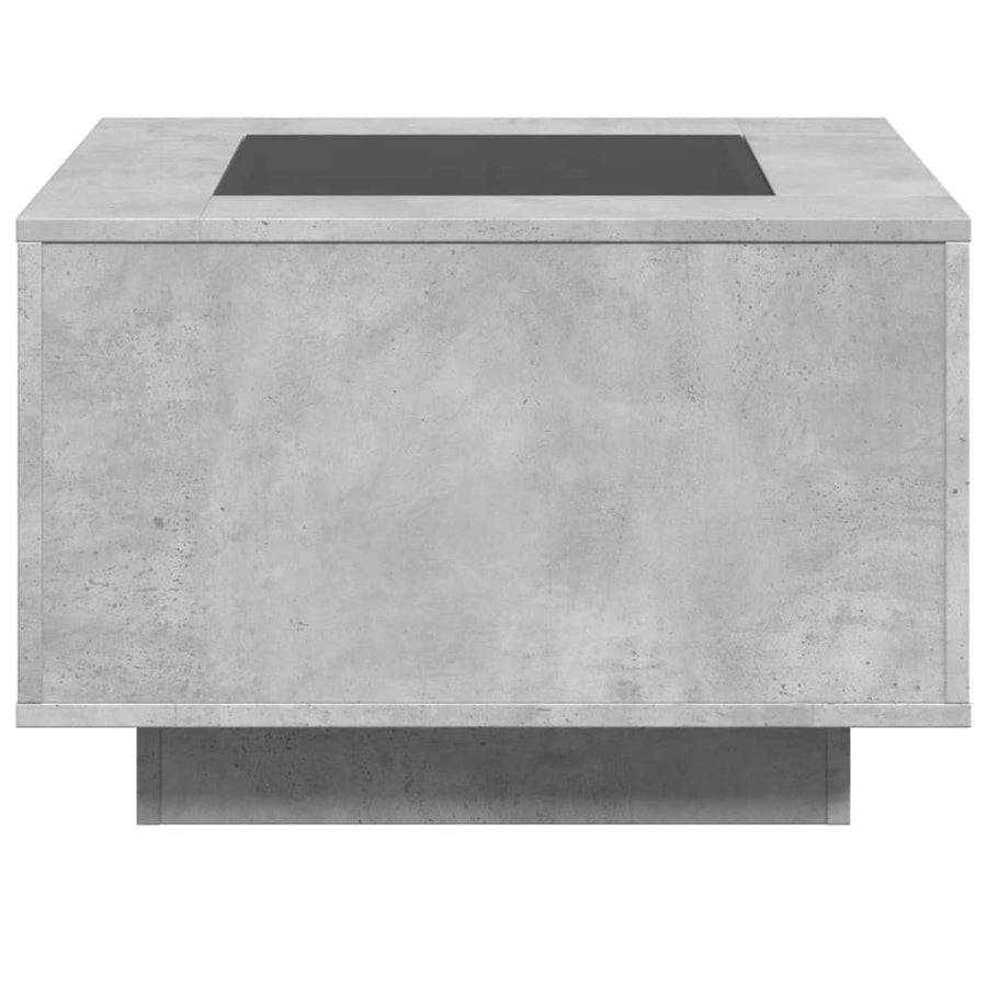 Salontafel met LED 60x60x40 cm bewerkt hout betongrijs