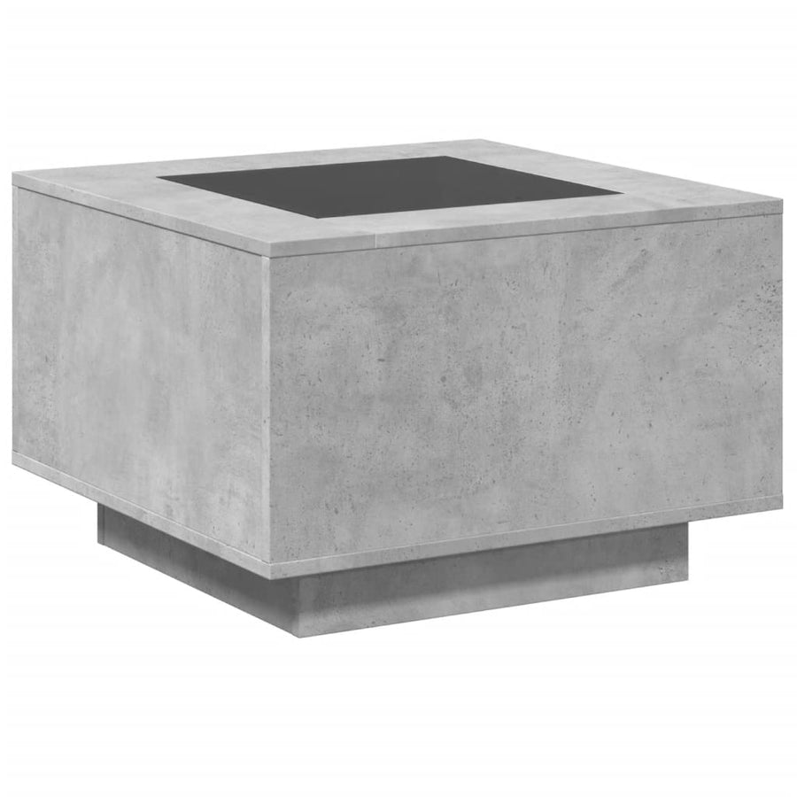 Salontafel met LED 60x60x40 cm bewerkt hout betongrijs
