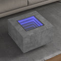 Salontafel met LED 60x60x40 cm bewerkt hout betongrijs