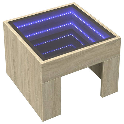 Salontafel met Infinity LED 40x40x30 cm sonoma eikenkleurig