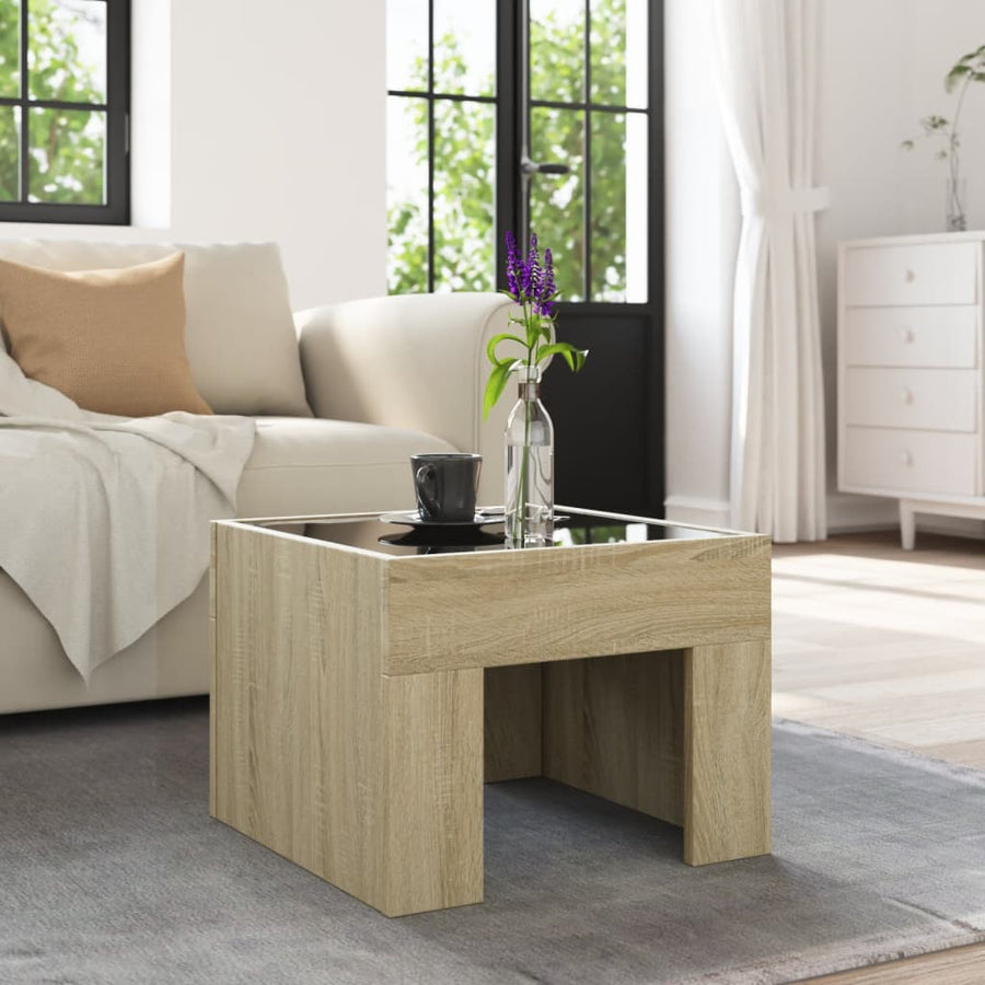 Salontafel met Infinity LED 40x40x30 cm sonoma eikenkleurig