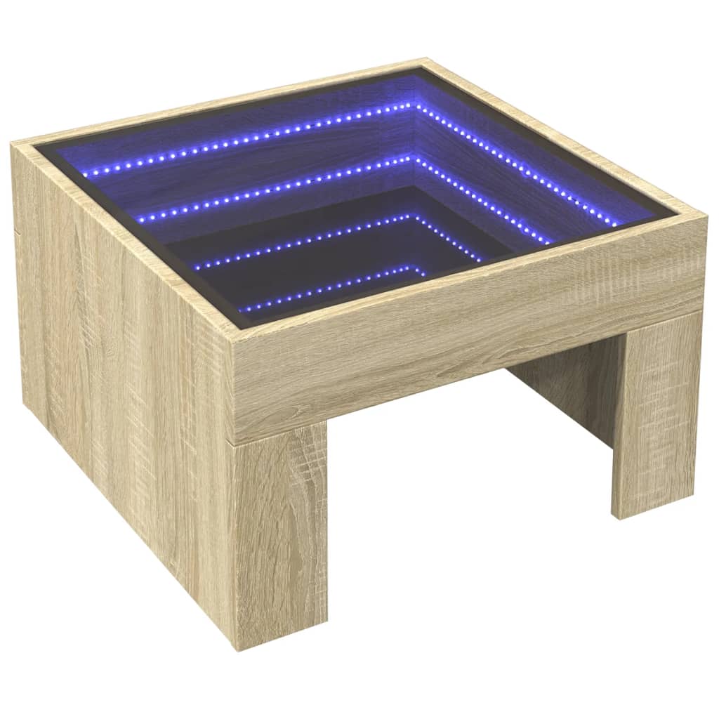 Salontafel met Infinity LED 50x50x30 cm sonoma eikenkleurig