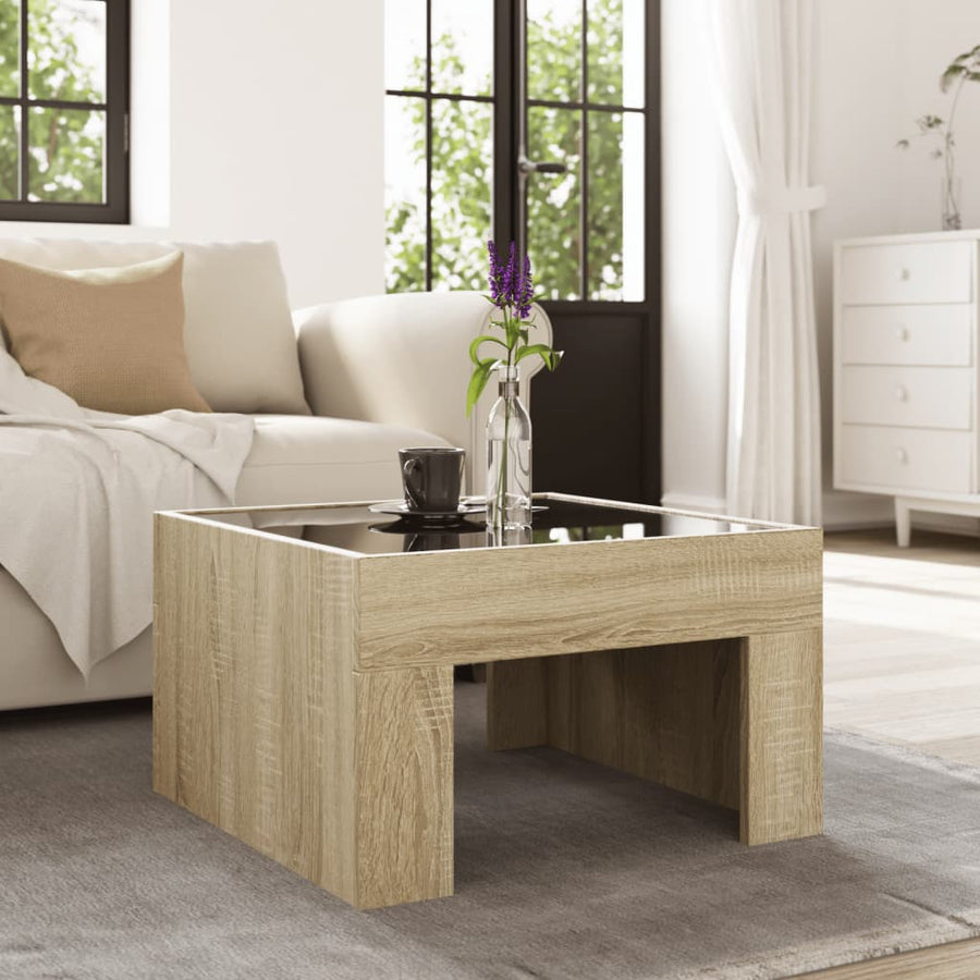 Salontafel met Infinity LED 50x50x30 cm sonoma eikenkleurig