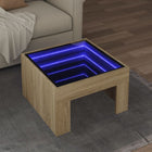 Coffee Table with Infinity LED 50x50x30 cm Sonoma Oak