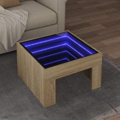 Salontafel met Infinity LED 50x50x30 cm sonoma eikenkleurig