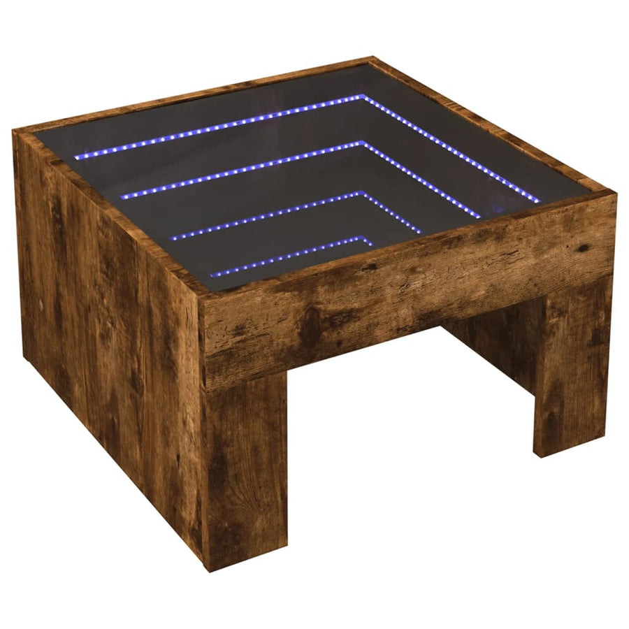 Salontafel met Infinity LED 50x50x30 cm gerookt eikenkleurig