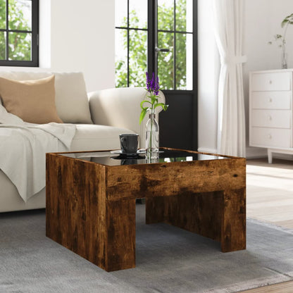 Salontafel met Infinity LED 50x50x30 cm gerookt eikenkleurig