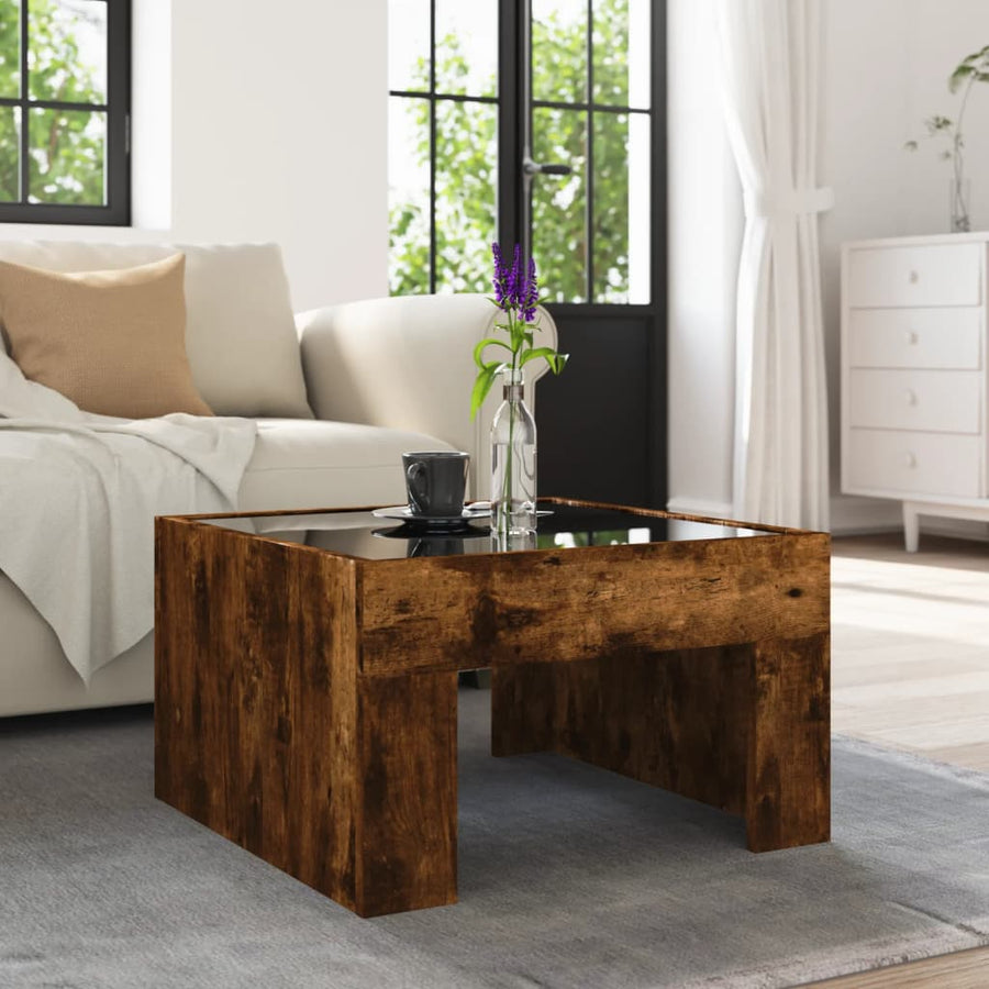 Salontafel met Infinity LED 50x50x30 cm gerookt eikenkleurig