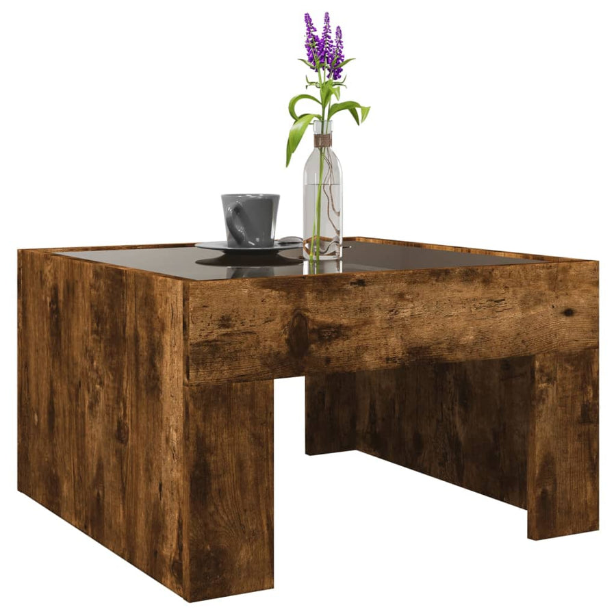 Salontafel met Infinity LED 50x50x30 cm gerookt eikenkleurig