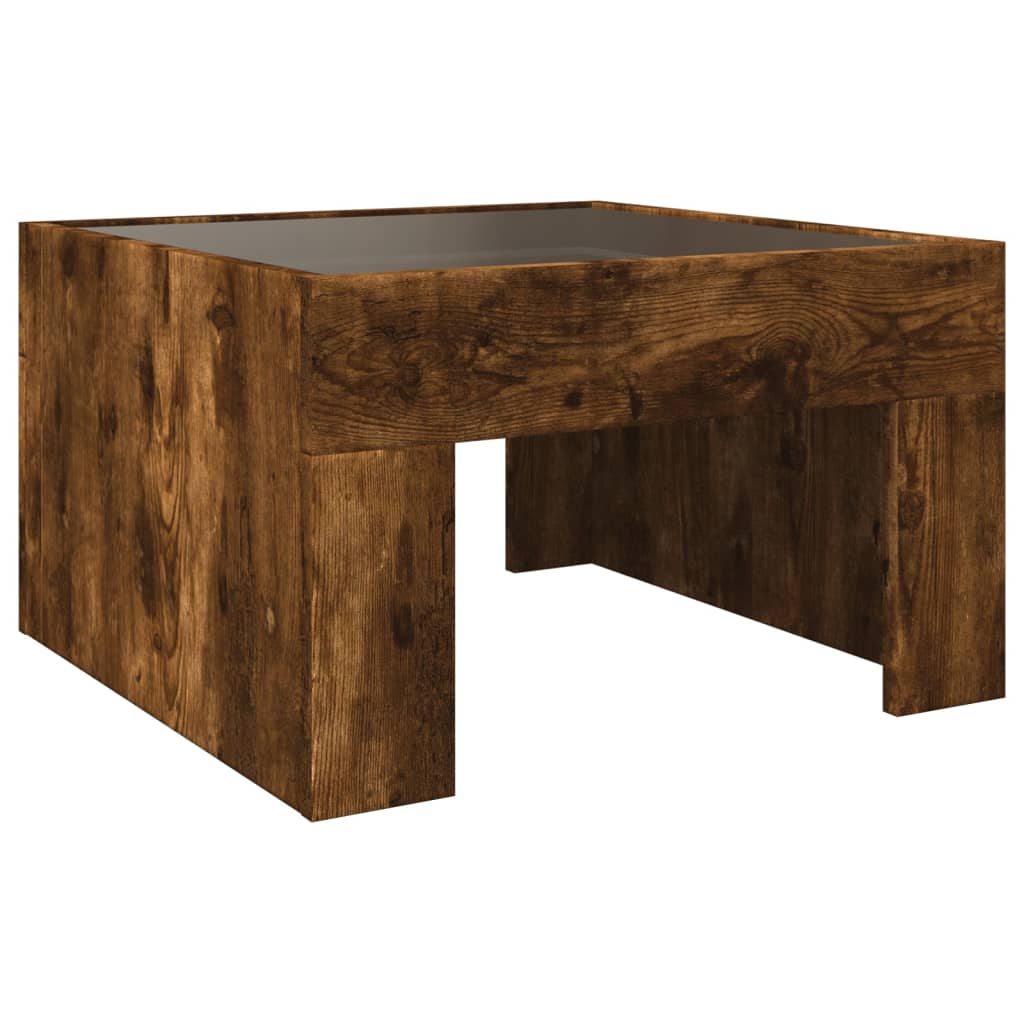 Salontafel met Infinity LED 50x50x30 cm gerookt eikenkleurig