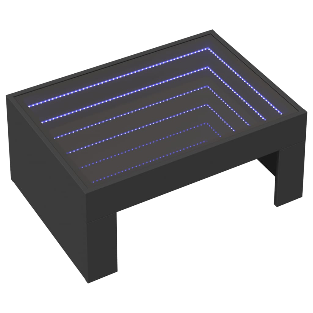 Salontafel met Infinity LED 70x50x30 cm zwart