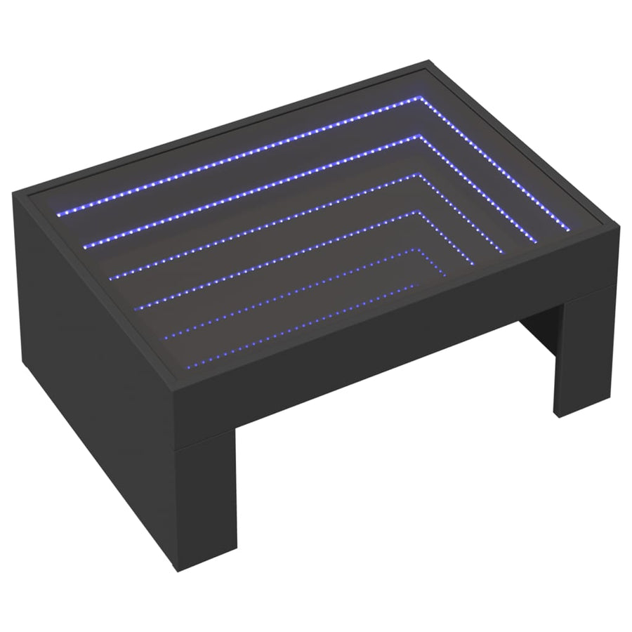 Salontafel met Infinity LED 70x50x30 cm zwart