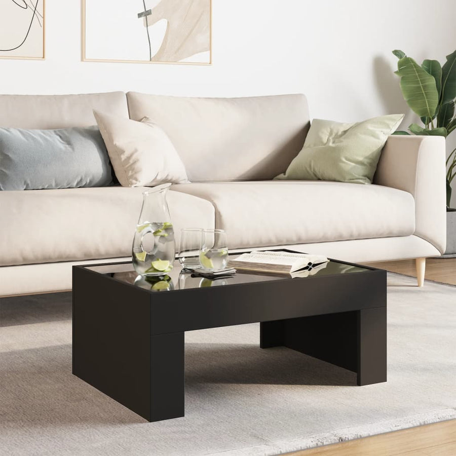 Salontafel met Infinity LED 70x50x30 cm zwart