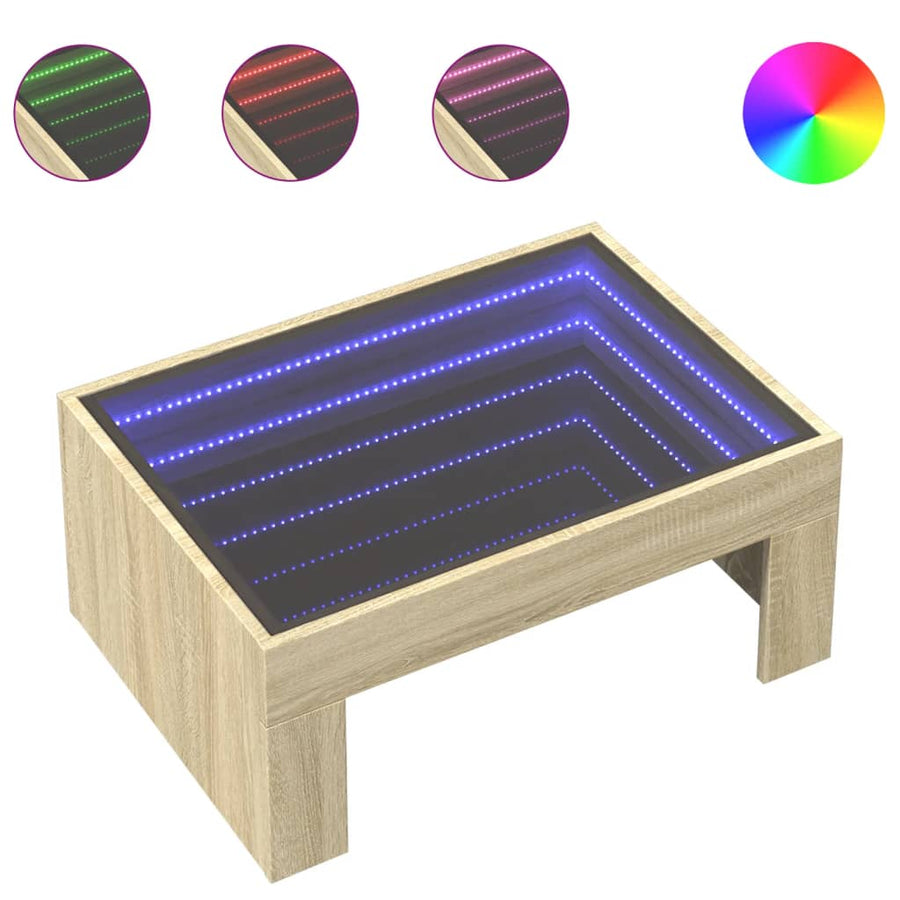 Salontafel met Infinity LED 70x50x30 cm sonoma eikenkleurig