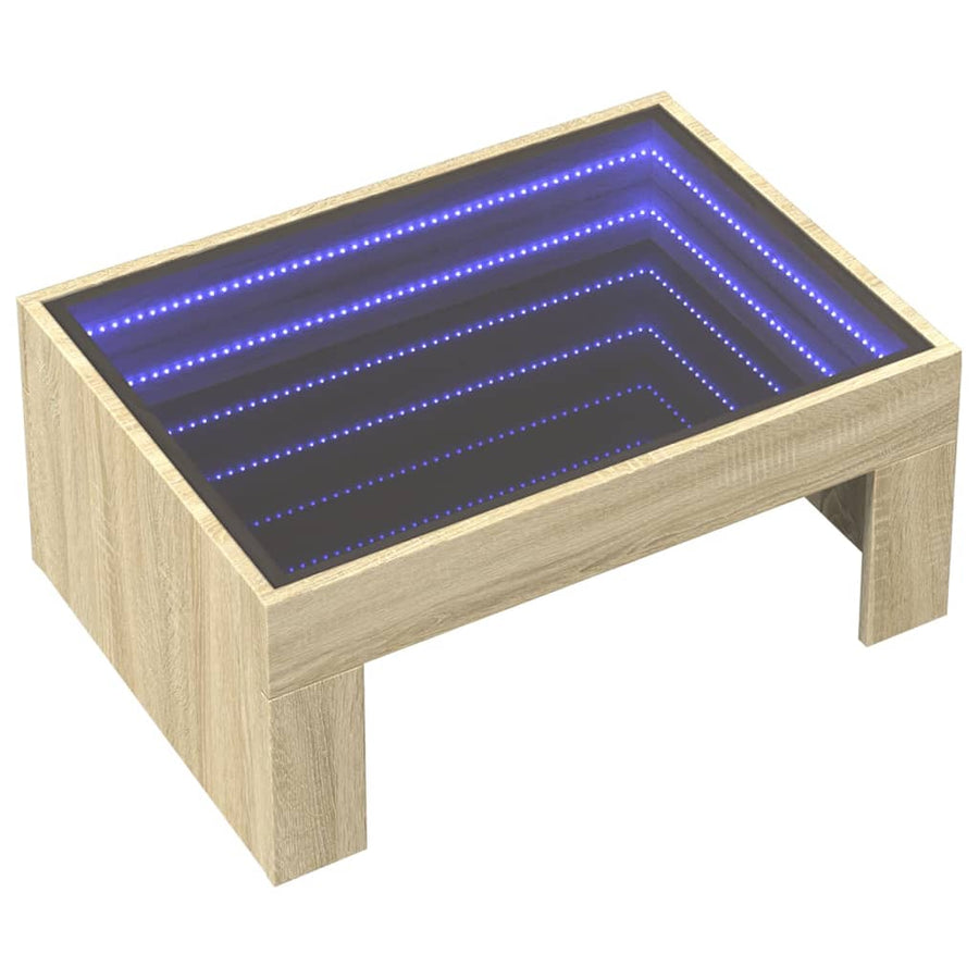 Salontafel met Infinity LED 70x50x30 cm sonoma eikenkleurig