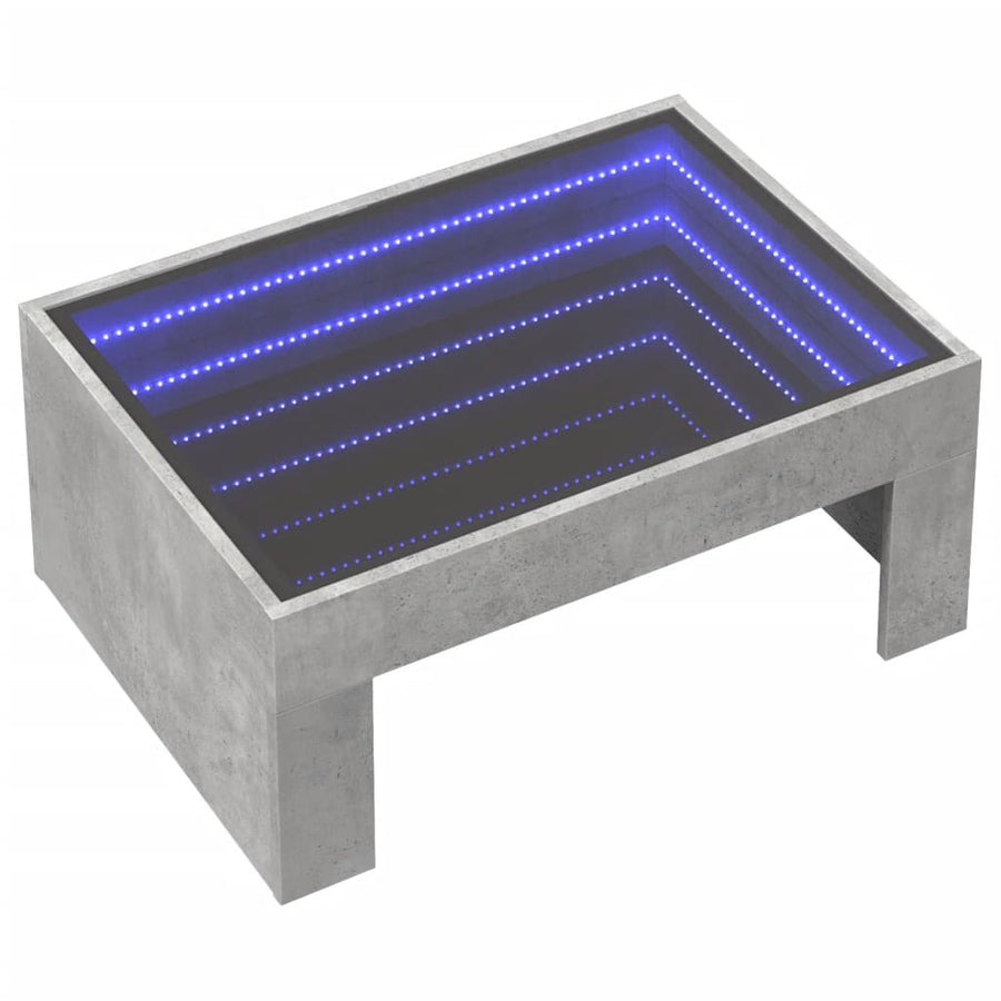 Salontafel met Infinity LED 70x50x30 cm betongrijs