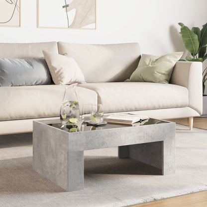 Salontafel met Infinity LED 70x50x30 cm betongrijs