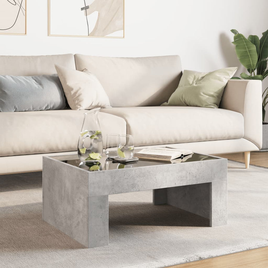 Salontafel met Infinity LED 70x50x30 cm betongrijs
