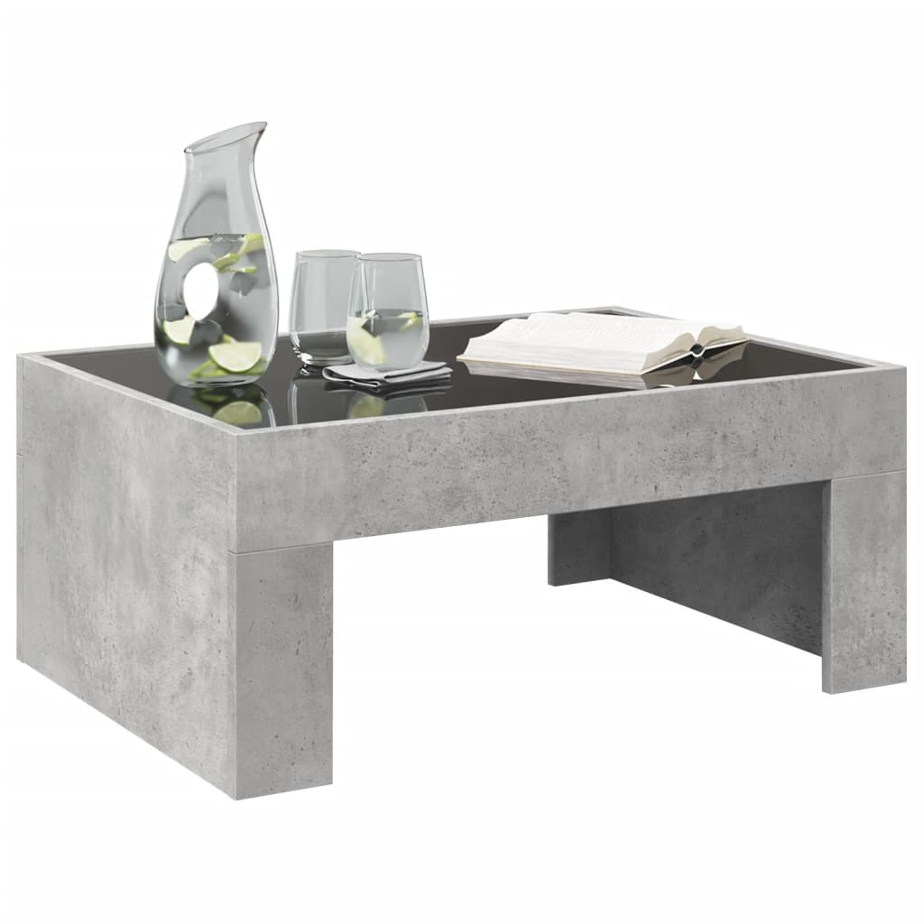 Salontafel met Infinity LED 70x50x30 cm betongrijs