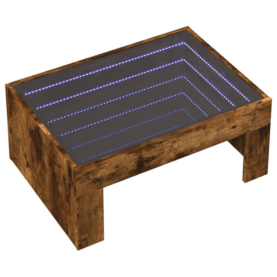 Salontafel met Infinity LED 70x50x30 cm gerookt eikenkleurig