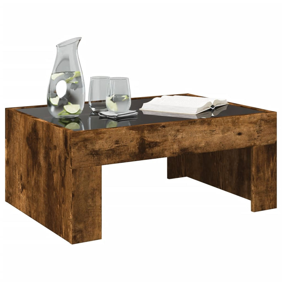 Salontafel met Infinity LED 70x50x30 cm gerookt eikenkleurig
