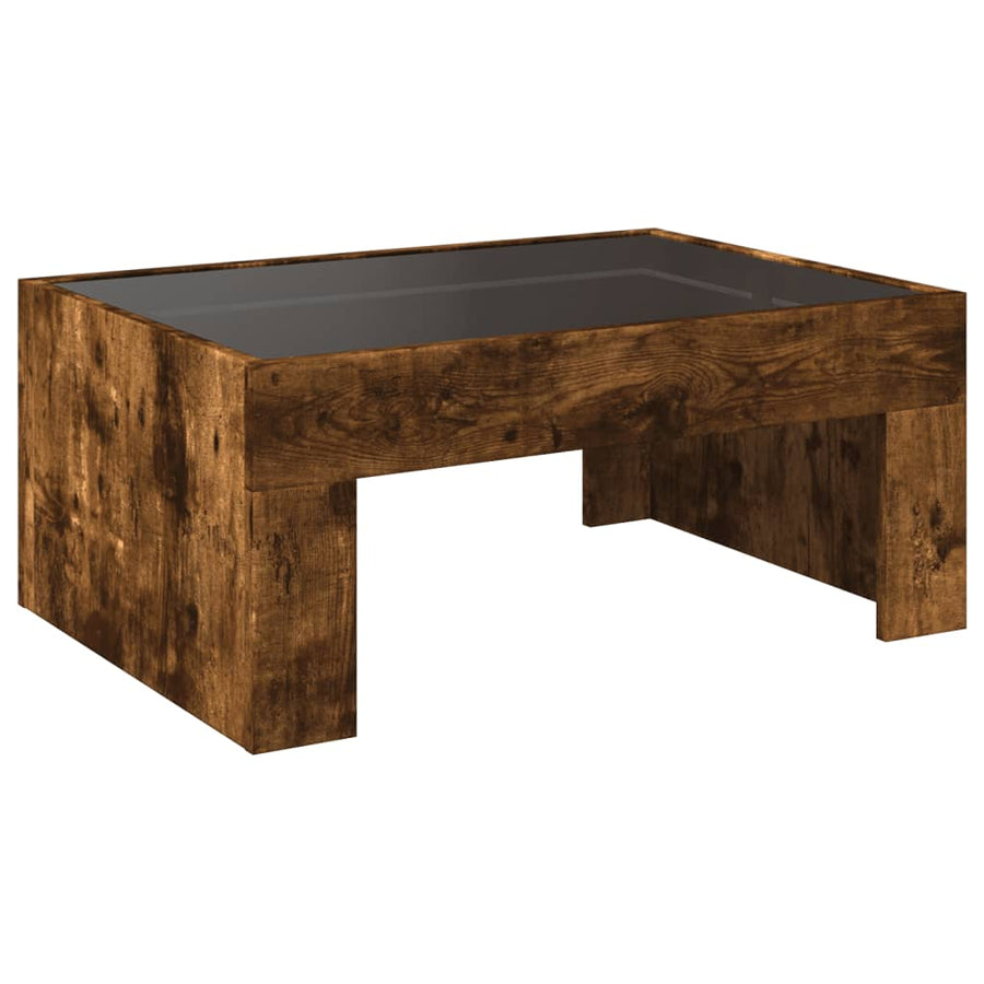 Salontafel met Infinity LED 70x50x30 cm gerookt eikenkleurig