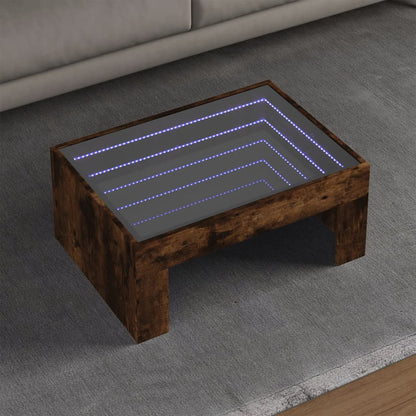 Salontafel met Infinity LED 70x50x30 cm gerookt eikenkleurig