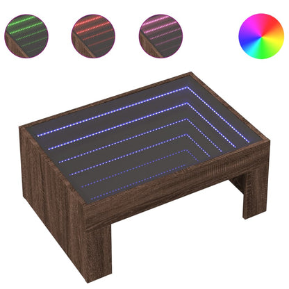 Salontafel met Infinity LED 70x50x30 cm bruin eikenkleurig