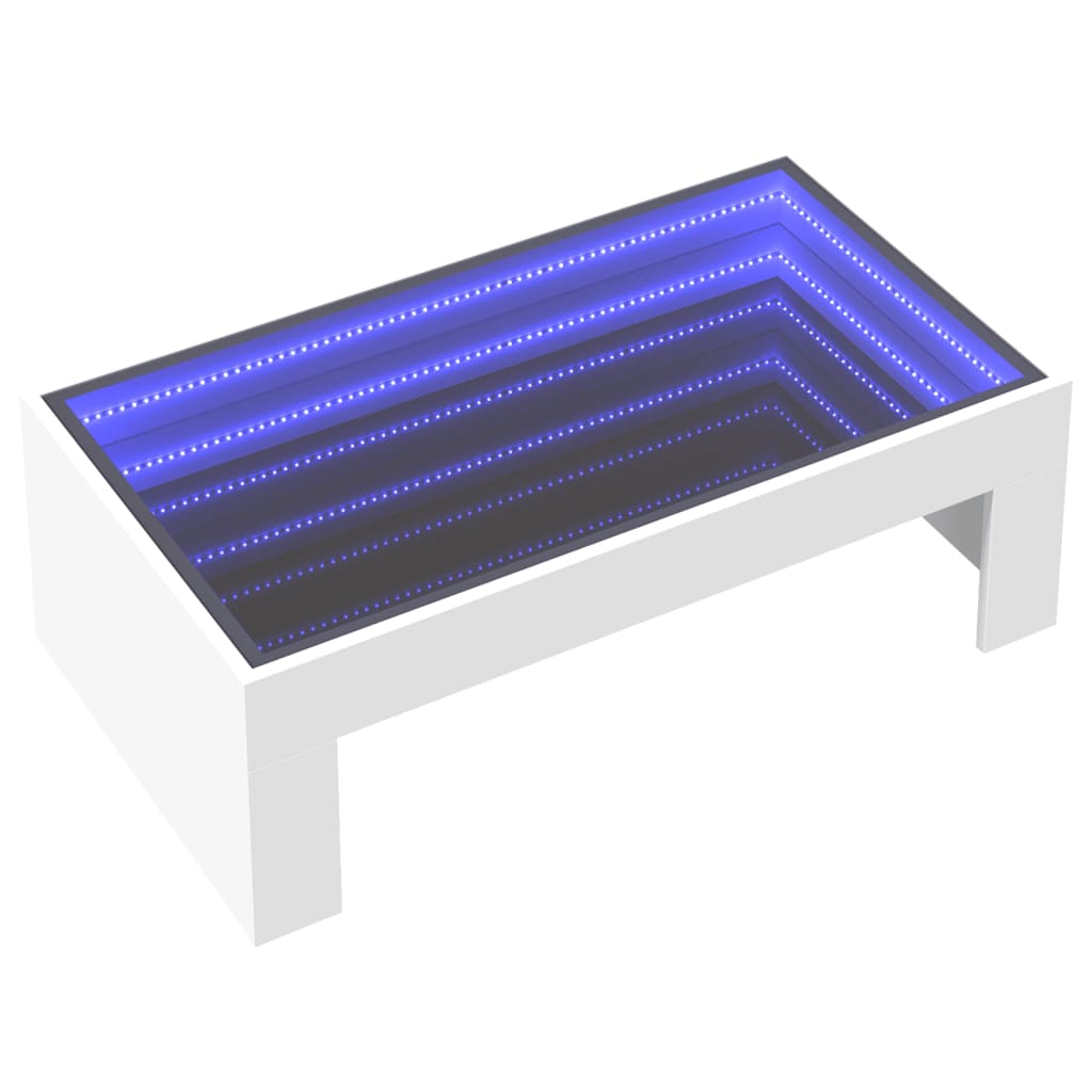 Salontafel met Infinity LED 90x50x30 cm wit