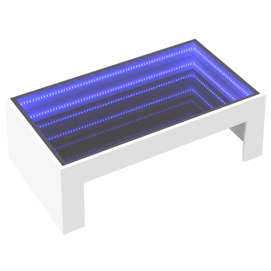 Salontafel met Infinity LED 90x50x30 cm wit