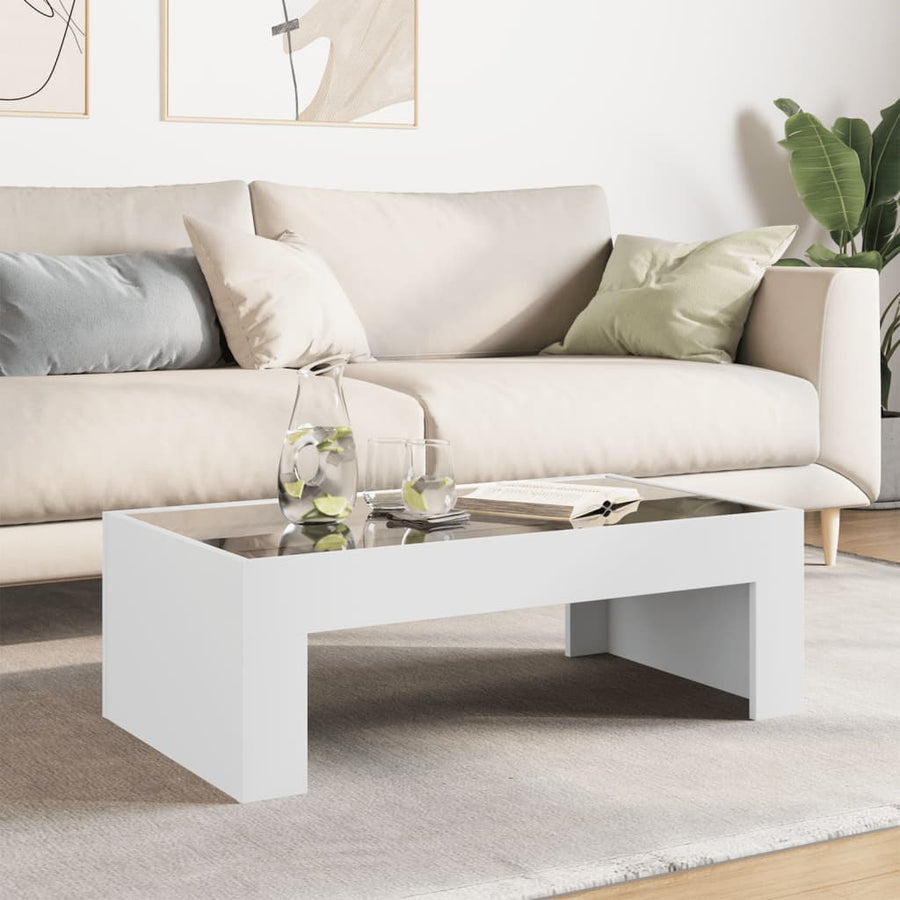 Salontafel met Infinity LED 90x50x30 cm wit