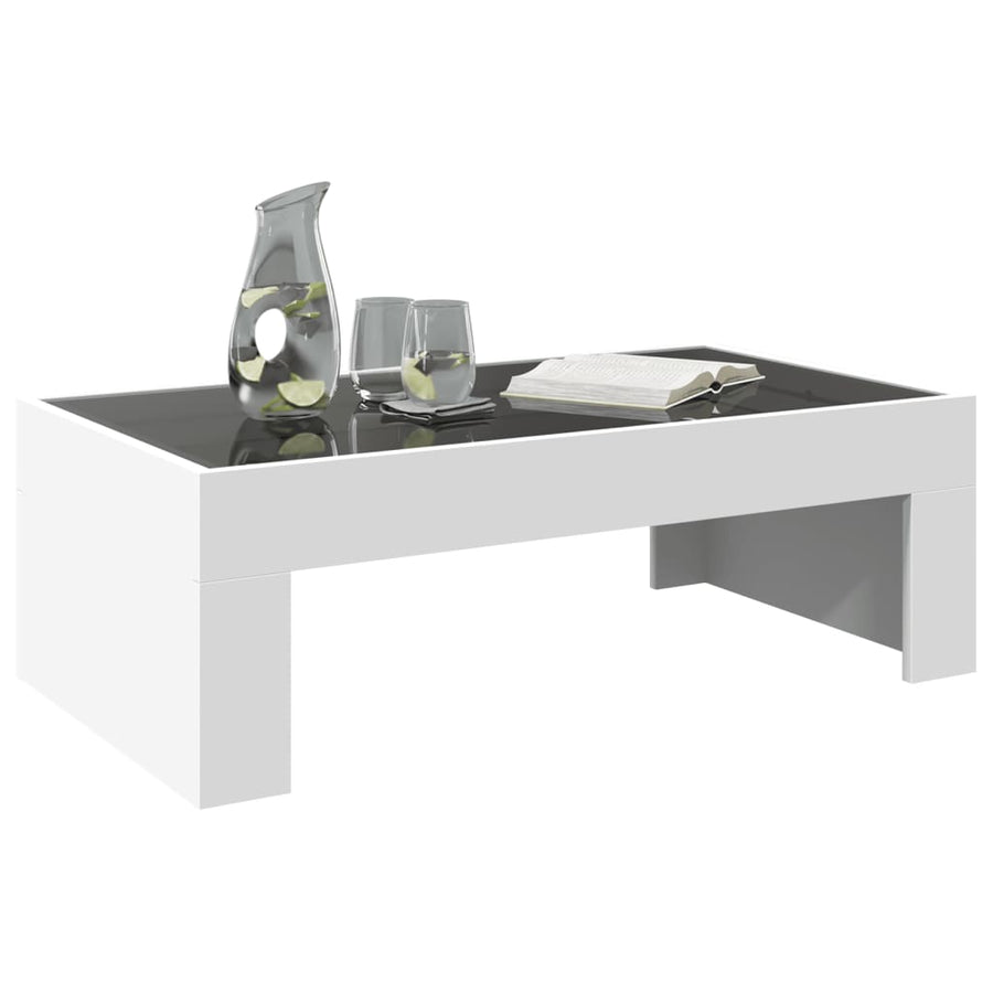 Salontafel met Infinity LED 90x50x30 cm wit
