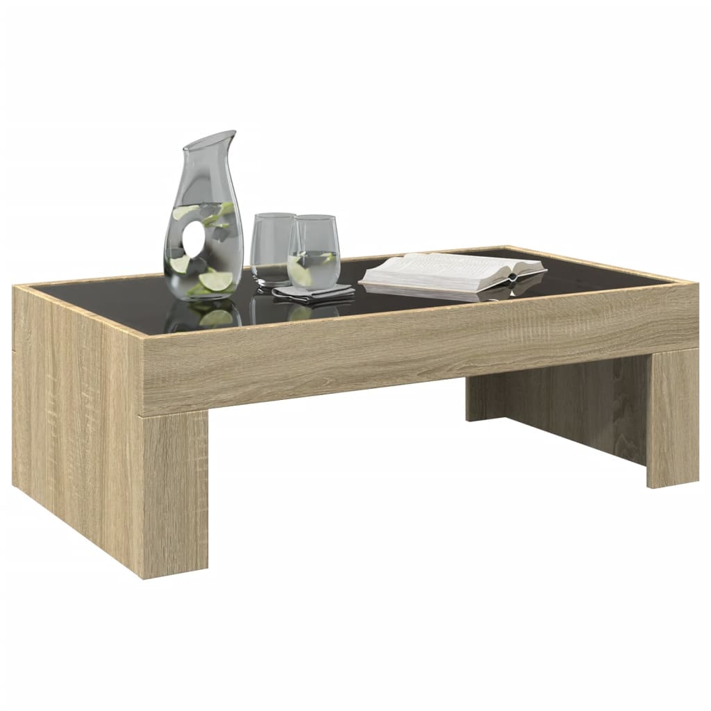 Salontafel met Infinity LED 90x50x30 cm sonoma eikenkleurig