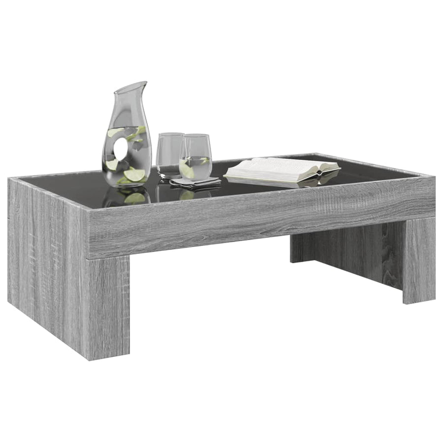 Salontafel met Infinity LED 90x50x30 cm grijs sonoma eikenkleur