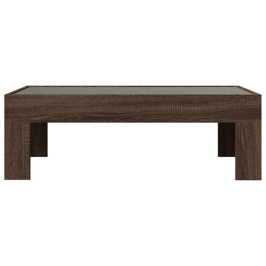 Salontafel met Infinity LED 90x50x30 cm bruin eikenkleurig