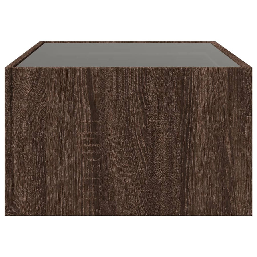 Salontafel met Infinity LED 90x50x30 cm bruin eikenkleurig