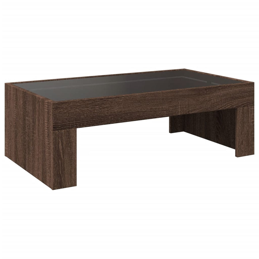 Salontafel met Infinity LED 90x50x30 cm bruin eikenkleurig