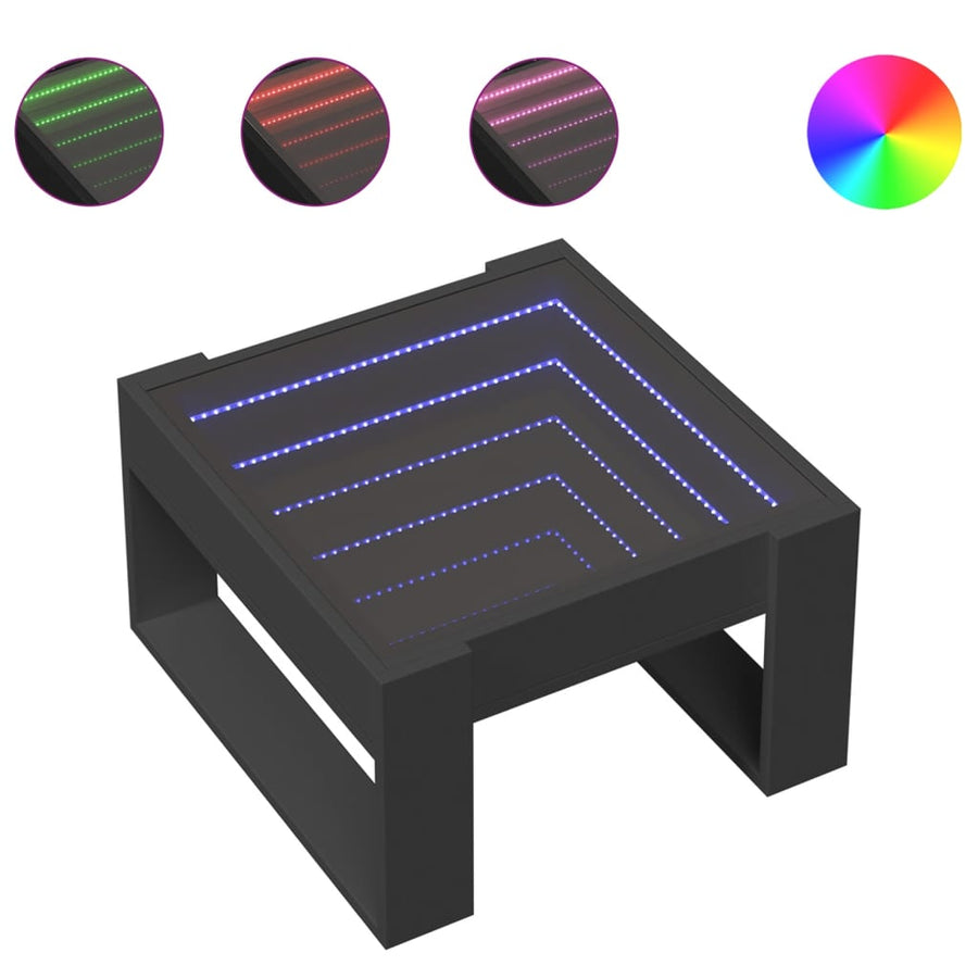 Salontafel met Infinity LED 50x53x30 cm zwart