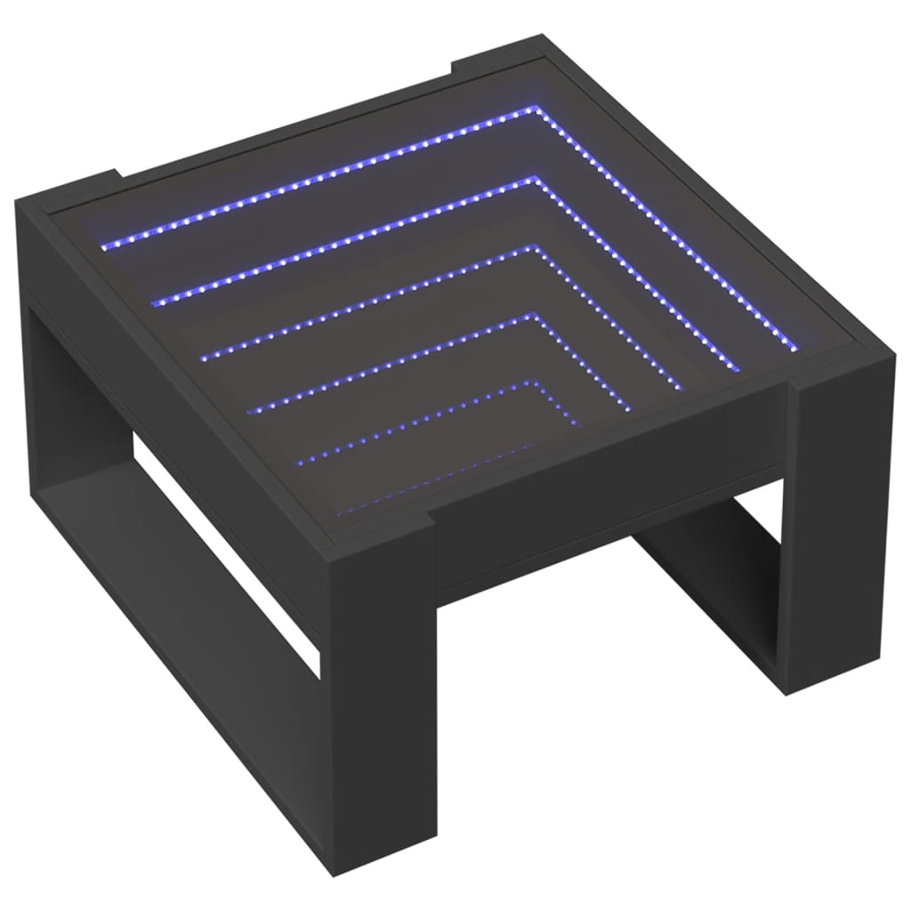 Salontafel met Infinity LED 50x53x30 cm zwart