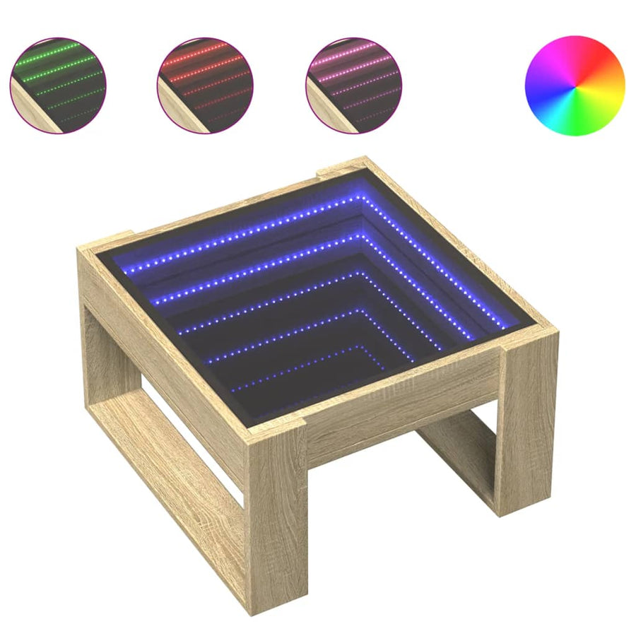 Salontafel met Infinity LED 50x53x30 cm sonoma eikenkleurig