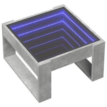 Salontafel met Infinity LED 50x53x30 cm betongrijs