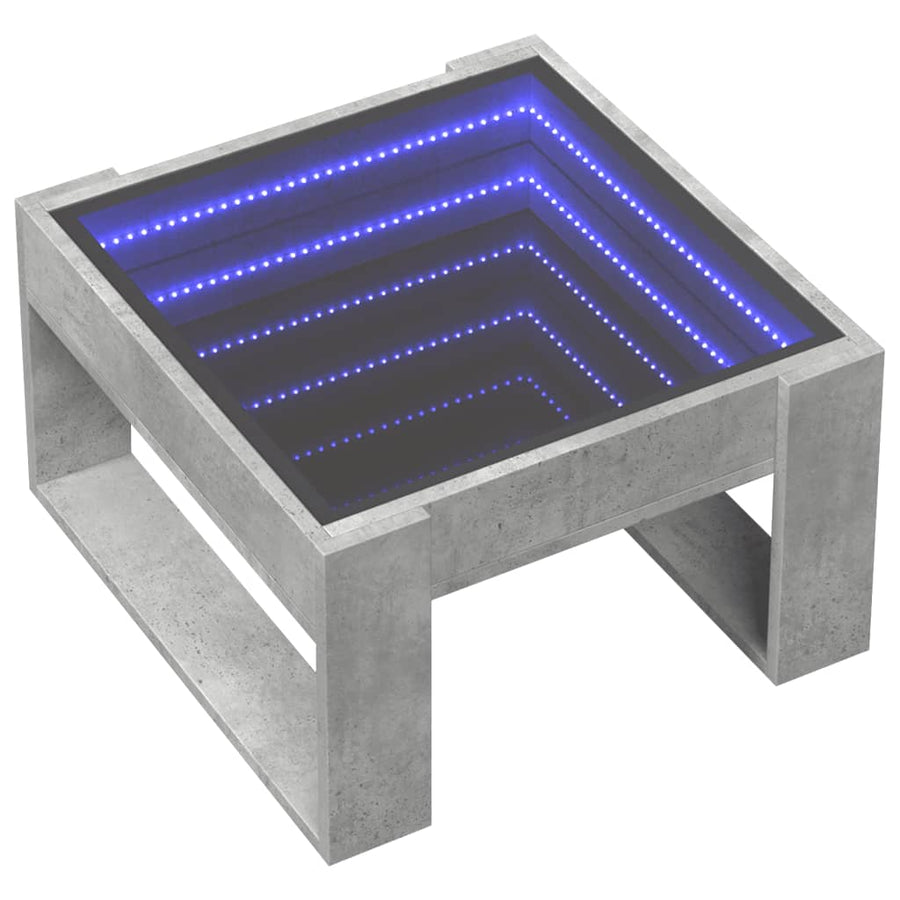 Salontafel met Infinity LED 50x53x30 cm betongrijs