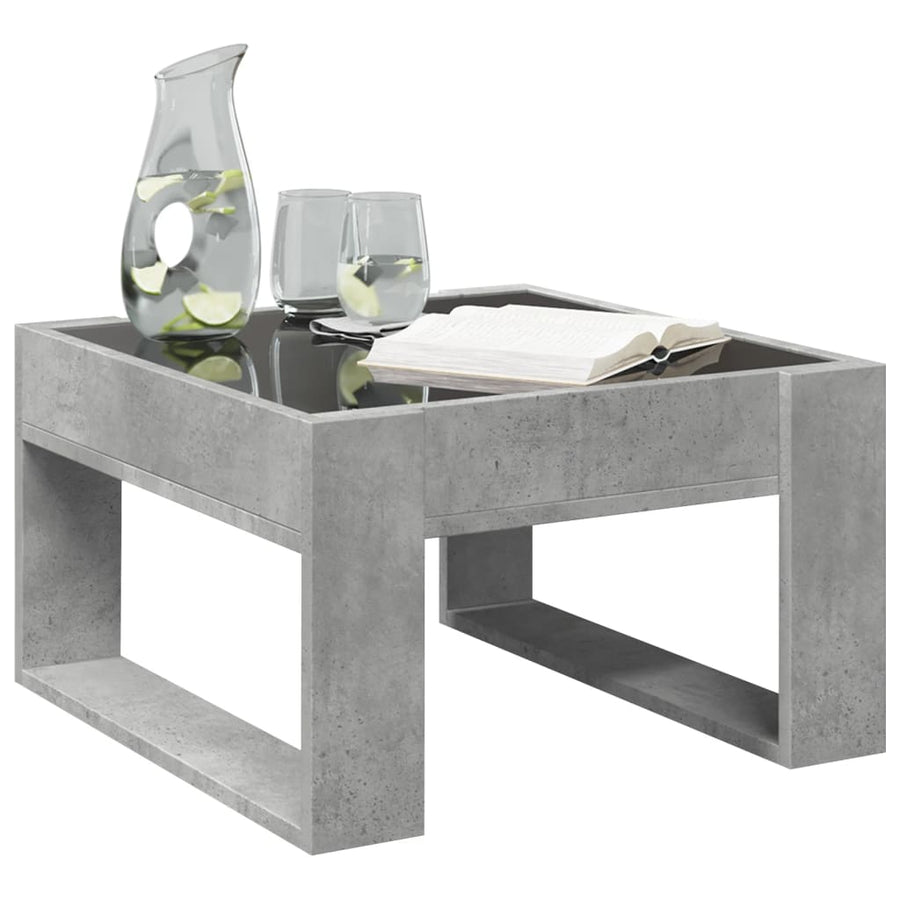Salontafel met Infinity LED 50x53x30 cm betongrijs