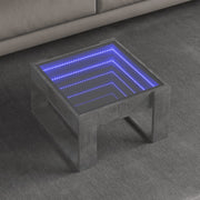Salontafel betongrijs 50x53x30 cm met Infinity LED