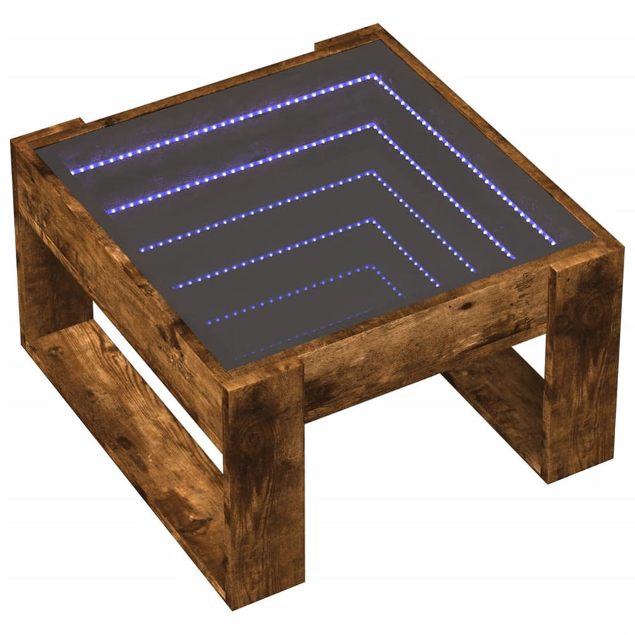 Salontafel met Infinity LED 50x53x30 cm gerookt eikenkleurig