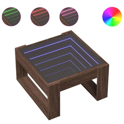 Salontafel met Infinity LED 50x53x30 cm bruin eikenkleurig