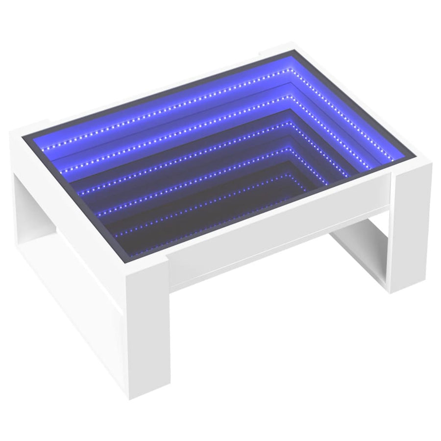 Salontafel met Infinity LED 70x53x30 cm wit