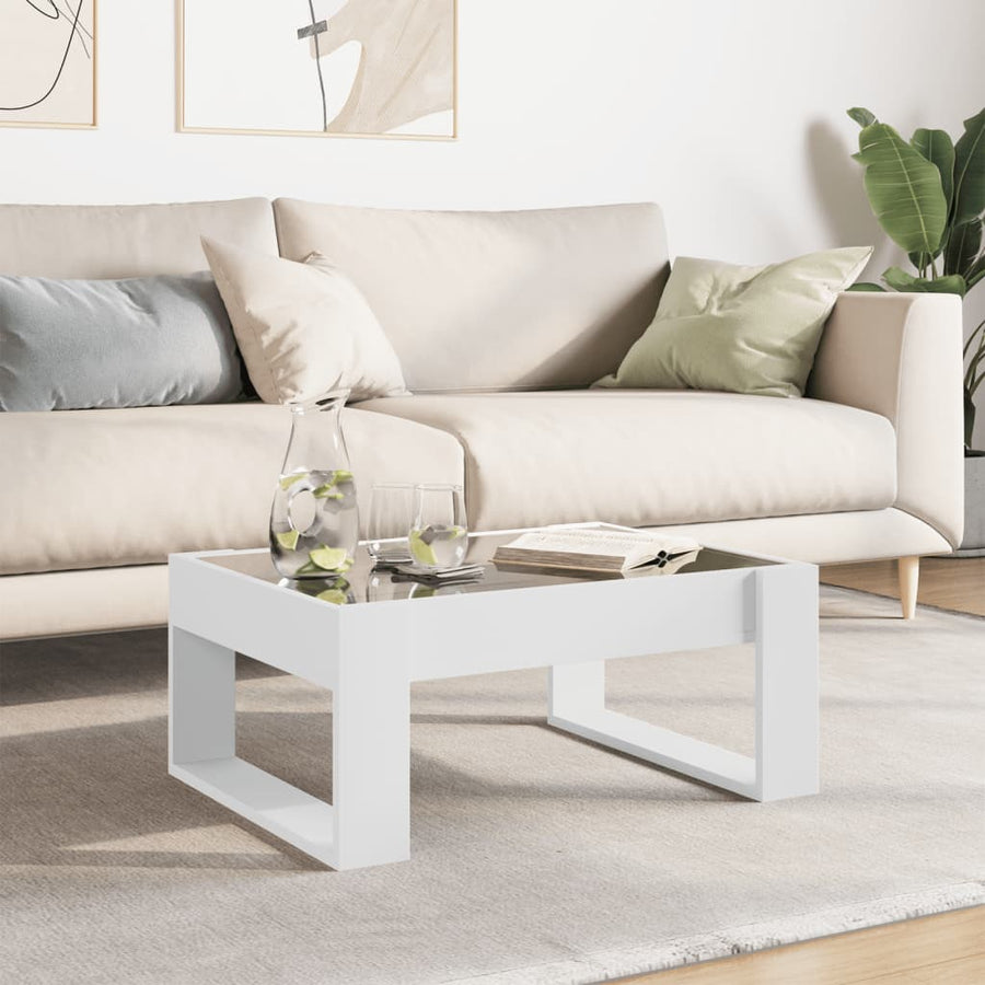 Salontafel met Infinity LED 70x53x30 cm wit
