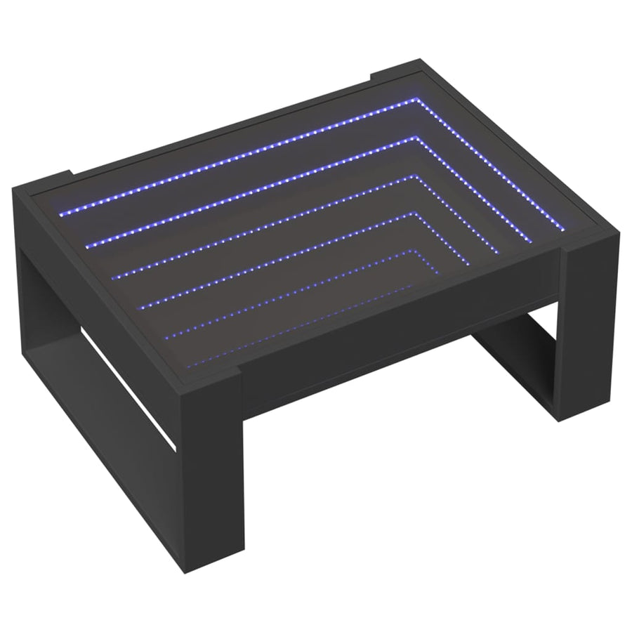 Salontafel met Infinity LED 70x53x30 cm zwart